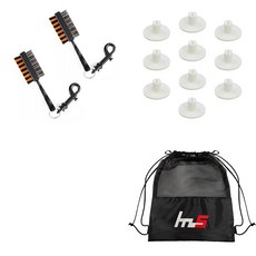 NAYASTYLE 高爾夫球桿頭清潔器 2入 隨機出貨+TPE 高爾夫短版球釘 10入 隨機出貨+收納袋組合 GFYP-31-6+168-2PU, 混色