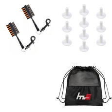 NAYASTYLE 高爾夫球桿頭清潔器 2入 隨機出貨+TPE 高爾夫標準球梯 10入 隨機出貨+收納袋組合 GFYP-31-6+168-4PU, 混合顏色