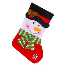 紅底聖誕襪 毛氈聖誕襪 聖誕裝飾禮品, 38 x 19cm, 雪人, 1個