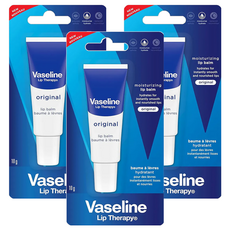 Vaseline 凡士林護唇膏 - 高度滋潤保濕, 經典無香, 10g, 3條