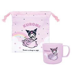 T'S FACTORY Sanrio 三麗鷗 Kuromi 漱口杯套裝，含束口袋, 庫洛米, 1組