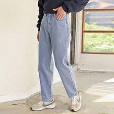 플레이즈 남성용 워싱 긁은 기모 일자 데님 팬츠