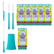 GIBONE 除塵撢套組 黏著墊(5個) X 6包 手持型桿 2個 X 3段桿 1個 收納盒 1個, 綠色, 1組