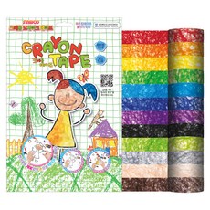 sinwoo 馬賽克紙膠帶 12色+圖案12張, 蠟筆, 1套