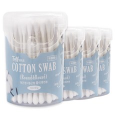 Toolif 紙桿圓頭棉花棒, 100件, 4個