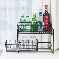 msliving 韓國製雙層滑動式廚房層架, 黑色