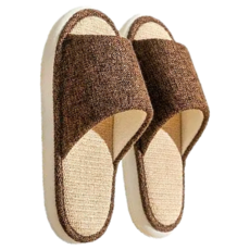 Axis 艾克思 加厚底透氣亞麻靜音防滑室內拖鞋, 咖啡色, 1雙