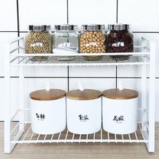 廚房整理金屬調味料迷你層架, 白色, 1個