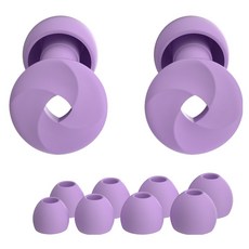 Misoroun 飛機用睡眠矽膠耳塞 2p + 耳帽 8p 組 紫色龍捲風, 1套