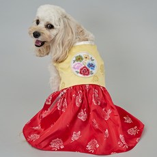 DOG-i 母幼犬金花緞韓服, 紅色