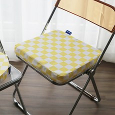 GLOSS 체커보드 클라우드 쿠션 사각형, 레몬