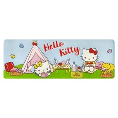 Hello Kitty 凱蒂貓 長型吸水軟腳踏墊, HELLO KITTY 美好露營 藍色, 1個
