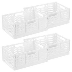 網格折疊收納籃 小號, 22.2 x 14.7 x 9.3cm, 白色, 4個
