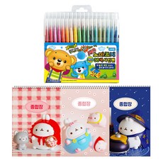 地球化學 Molang 綜合練習本 3種 + Nomarji 36色簽字筆套組, 隨機出貨(綜合練習本), 1套