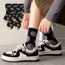 Edelin 點點圖案時尚休閒短筒襪組合, 5個, 黑色