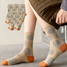 Edelin 點點圖案時尚休閒短筒襪組合, 5個, 卡其色