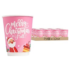 HEC!CO.,LTD 12oz冷熱共用中空杯 25個, 聖誕款 - 3款混色, 食品級紙+單PE, 3組