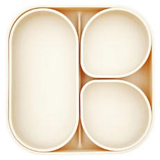 MOTHER-K 副食品分格吸碗盤+蓋子, 象牙白, 1個