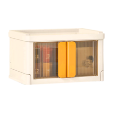 桌上迷你雙開折疊收納盒, 15.5cmX22cmX13cm, 黃色, 1層