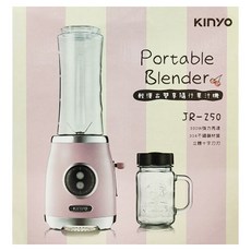 Kinyo 輕復古雙享隨行果汁機 附刀座 + Tritan杯 蓋 + 玻璃隨身瓶 蓋 16 x 12 x 12cm, JR-250