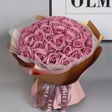 艾米購物 51朵香皂花 香氛花束 居家裝飾 浪漫送禮, 藕粉色