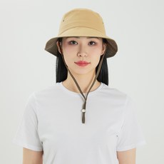 풋온 남녀공용 끈 배색 버킷햇 모자