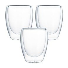 JOSIC 雙層高硼硅耐熱玻璃杯 8.5 x 9.5cm 300ml, 透明色, 3個