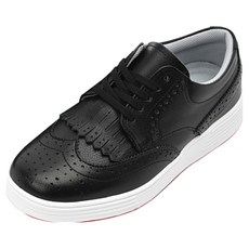 Gotsyu 女款荷葉邊布洛克雕花牛皮無釘高爾夫球鞋