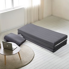 내추럴슬립 접이식 천연라텍스 매트리스 + 베개 2p, 차콜그레이, 7.5cm