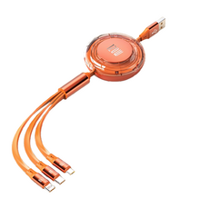 브이로즈 3 in 1 고속 충전 케이블, 오렌지, 1개, 1.2m