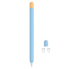 라이노핏 파스텔 투톤 애플펜슬 케이스 프로 2세대 공용 + 여분 뚜껑 + 펜촉 보호캡 2p, 스카이블루, 1세트