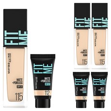 메이블린 핏미 파운데이션 레노 30ml + 미니파운데이션 5ml 세트, 115 아이보리(파운데이션), 112 내추럴 아이보리(미니파운데이션), 3개