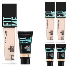메이블린 핏미 파운데이션 레노 30ml + 미니파운데이션 5ml 세트, 112 내추럴 아이보리(파운데이션), 112 내추럴 아이보리(미니파운데이션), 3개
