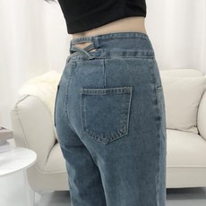 PEONIST 女款腰部亮點寬版牛仔褲