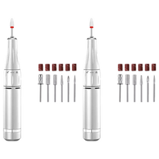 指甲拋光鑽 電動磨甲器 研磨機, 銀色, 2個