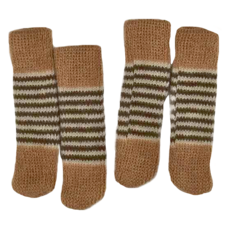 毛線椅腳套 16個, 淺咖條紋, 1組