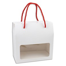 Inp 24 禮品手提窗繩提把盒 大 18 x 10 x 18 cm + 底襯 + 繩子, 白色, 10個