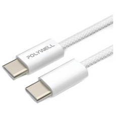 POLYWELL 寶利威爾 Type-C To Type-C PD編織快充線 3A 60W PW15-W45-M804, 2m, 白色, 1條