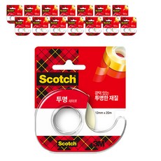 쓰리엠 스카치 다용도 테이프 522D 디스펜서 12mm x 20m, 투명, 15개