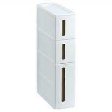 三層窄櫃 夾縫收納櫃 PP材質 多層收納 大容量抽屜, 34.3 x 14 x 62.5cm, 白色, 1個