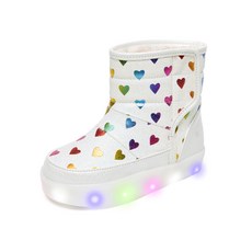 La Stella 兒童 Heartful LED 亮粉毛絨內襯發光冬季保暖靴