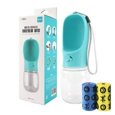 DOG-i 一鍵式 Oasis 寵物水瓶 + 拾便袋 2卷組, 藍色, 1套