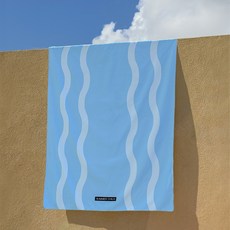 SummerChild 招牌圖案特大號沙灘巾, 03 波浪藍, 1個