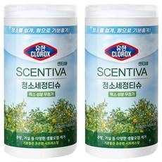 유한클로락스 센티바 청소세정티슈 시칠리안시트러스향 95매, 2개