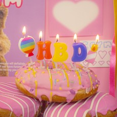 your Candle 字母派對蠟燭 HBD 經典 5件組, 混合色, 3套