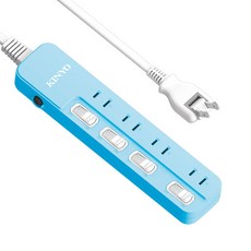 Kinyo 4開4插安全延長線 9呎, 2.7m, 藍色, 1個