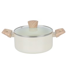 HOMEPOWE IH爐適用Brilla系列附蓋雙耳湯鍋, 20cm, 象牙白, 1個