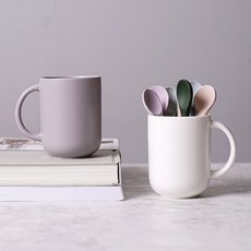 보울보울 레트로라인 핸들머그 360ml, 밀크화이트 + 애쉬그레이, 2개