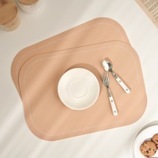 하루의공간 실리콘 방수 식탁 매트 2p, 피치, 43 x 30 cm, 2개