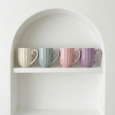 Royal Boden 褶皺馬克杯 4入 320ml, 1套, 粉紅色 + 紫色 + 灰色 + 奶油色